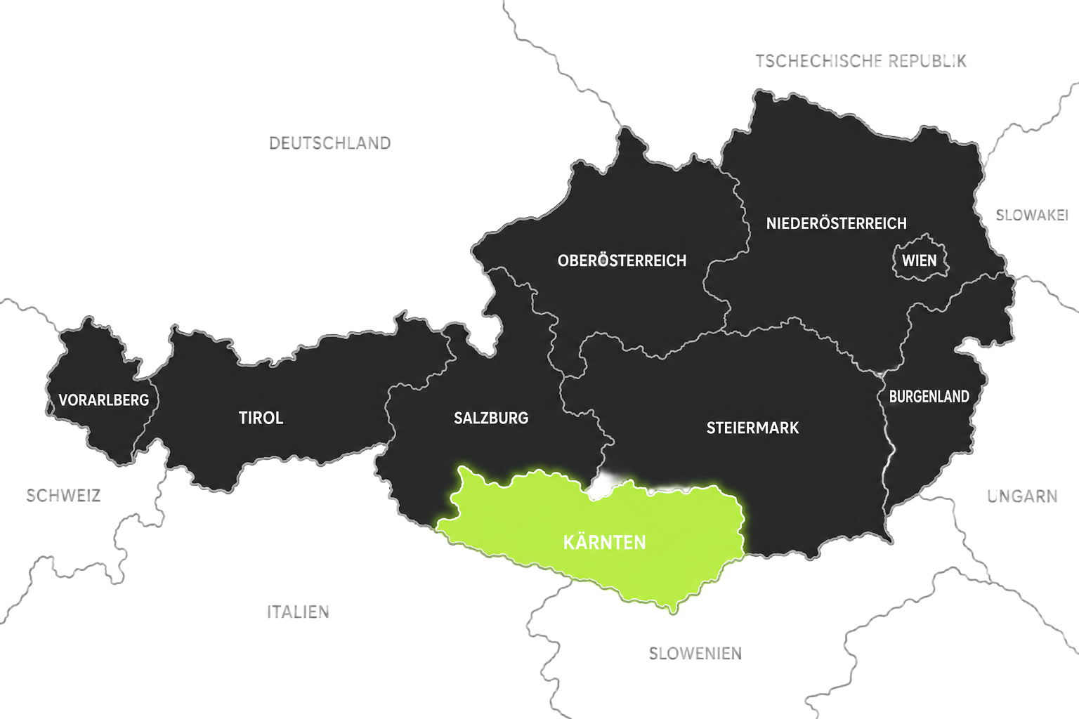 Karte Österreich – Kärnten hervorgehoben